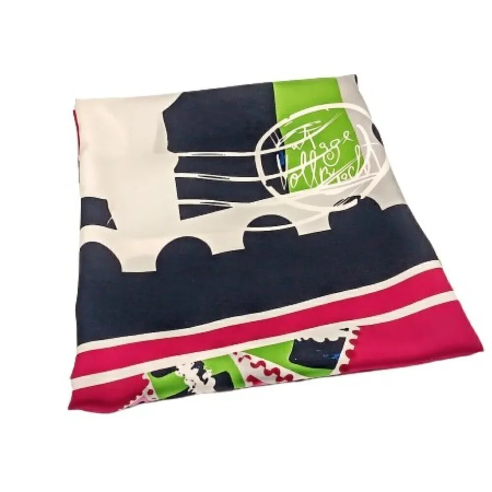 Vintage Vollbracht Postage Stamp Square Silk Scarf